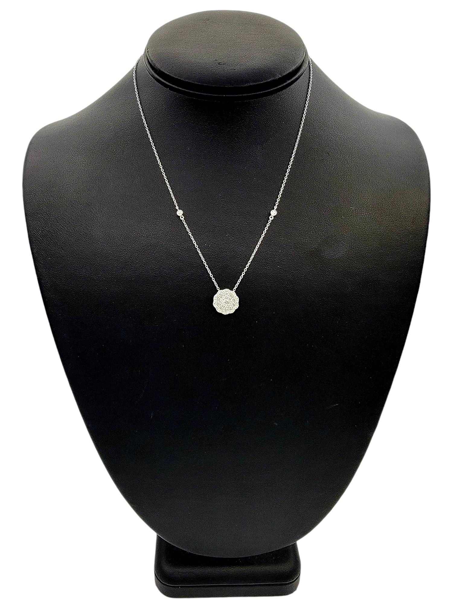 Natalie K by M.K. Diamond Flower Motif Pendant Necklace in 18 Karat White Gold For Sale 3