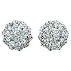 Natalie K by M.K. Diamond Flower Motif Stud Earrings in 14 Karat White Gold