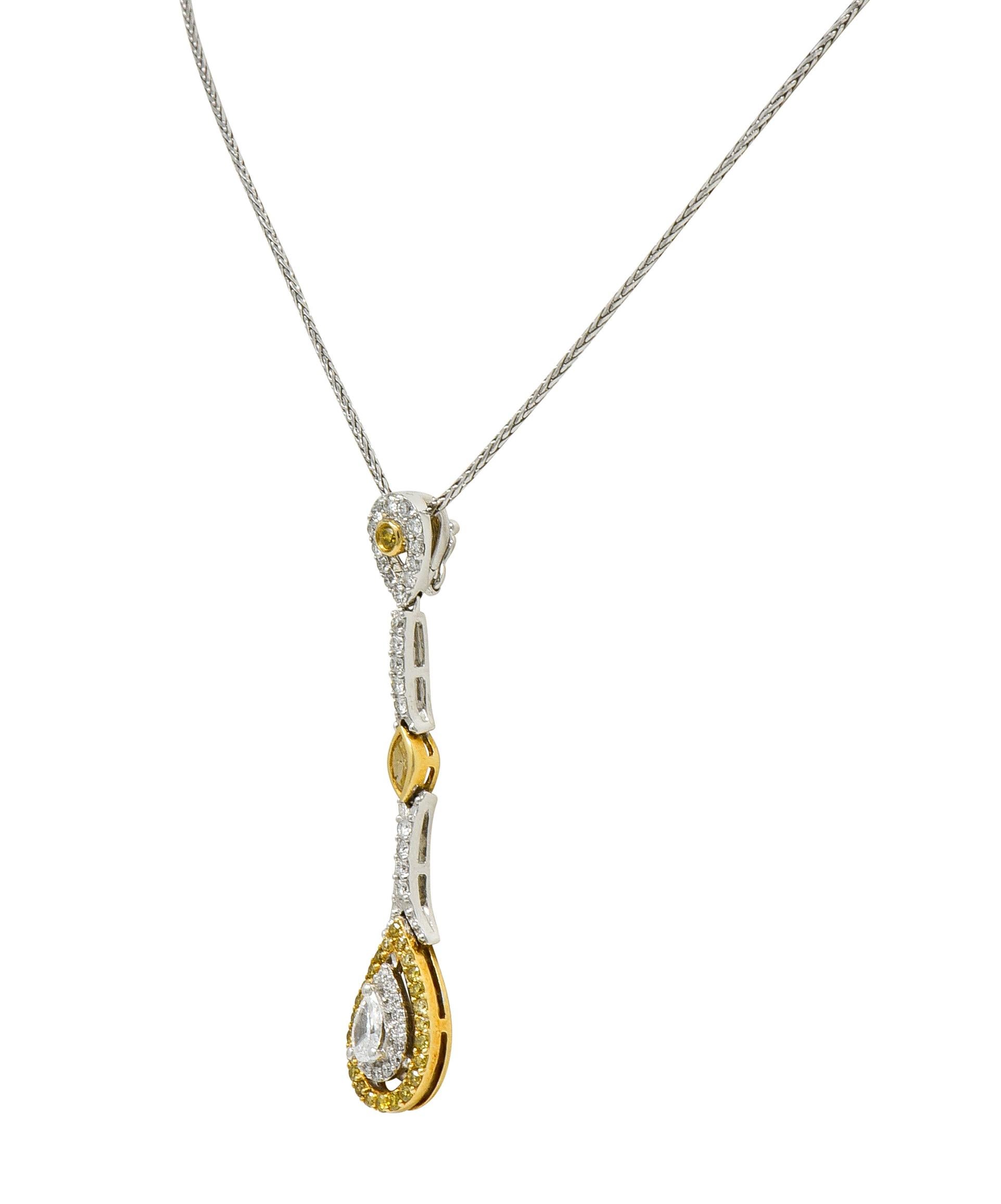 Contemporary Natalie K Forevermark 1.25 Carat Diamond 14 Karat Two-Tone Gold Drop Necklace