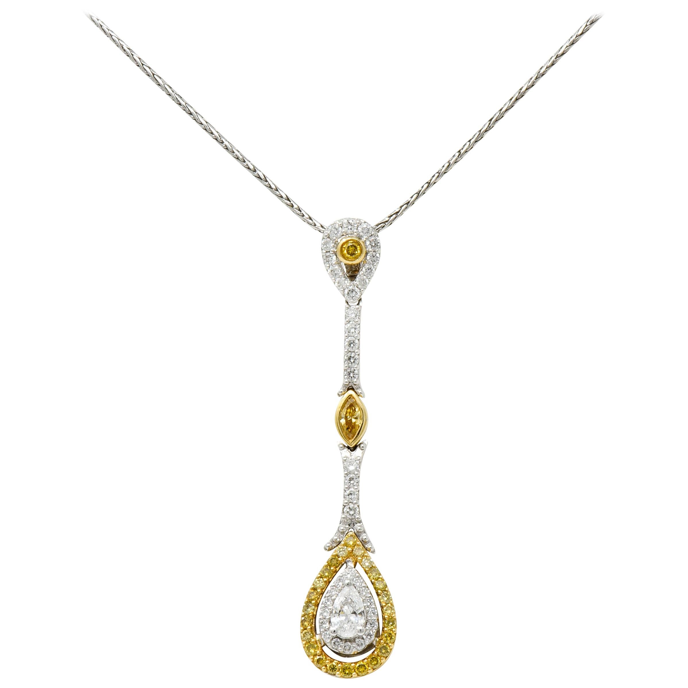 Natalie K Forevermark 1.25 Carat Diamond 14 Karat Two-Tone Gold Drop Necklace