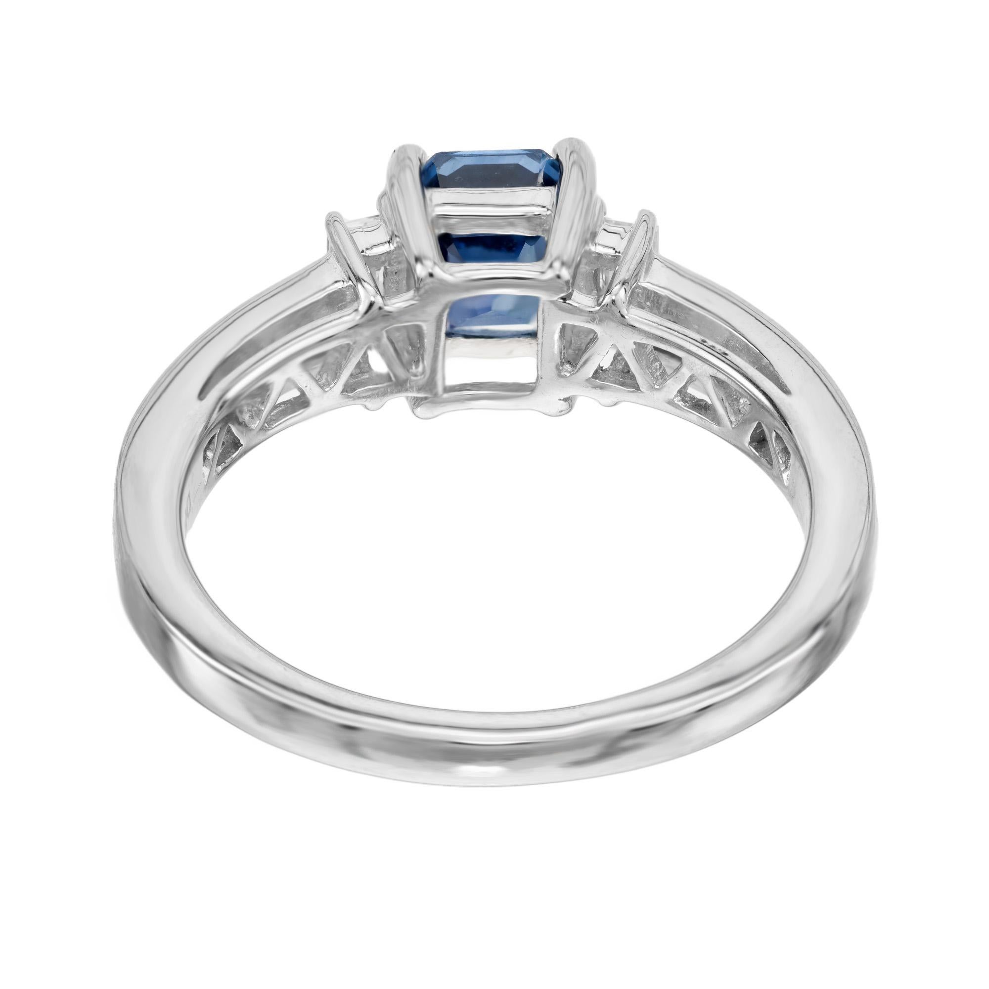 Natalie K GIA 1.13 Carat Octagonal Sapphire Diamond Gold Engagement Ring In Excellent Condition For Sale In Stamford, CT