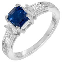 K.K. GIA 1,13 Carati Zaffiro ottagonale Diamante Anello di fidanzamento in oro