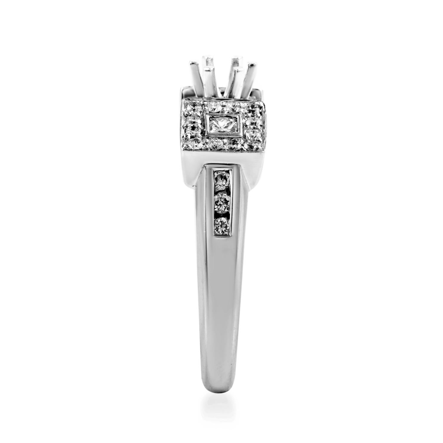 Natalie K Trois Diamants 14 Karat White Gold Diamond Engagement Ring Mounting In New Condition In Southampton, PA