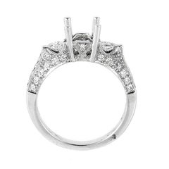 Natalie K Trois Bague de fiançailles en or blanc avec diamants et diamants, montage NAKAG18