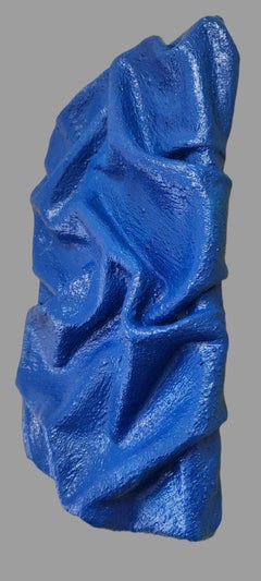 Blue Abyss, Clay-infused fabric sculpture, for wall installation
