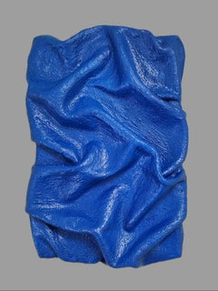 Blue Abyss, Clay-infused fabric sculpture, for wall installation