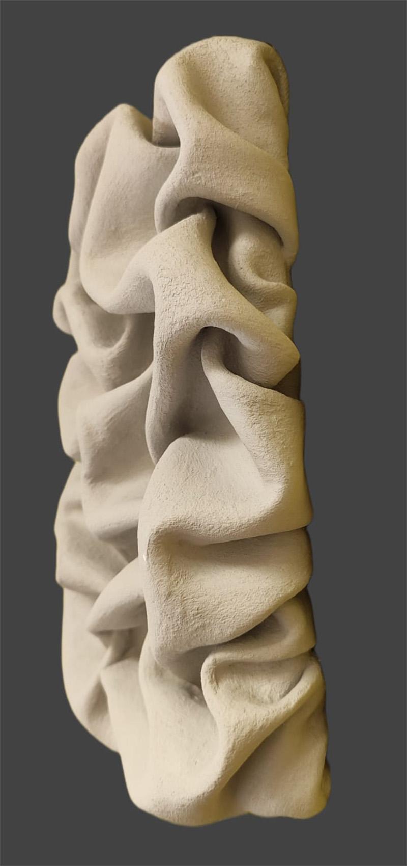 Granit Grace, Clay-infused fabric sculpture, for wall installation - Sculpture by Natalie Krainin
