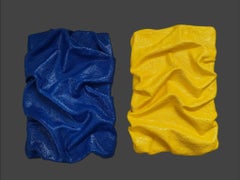 Set of Blue Abyss and Canary Gleam, Clay-infused fabric sculpture