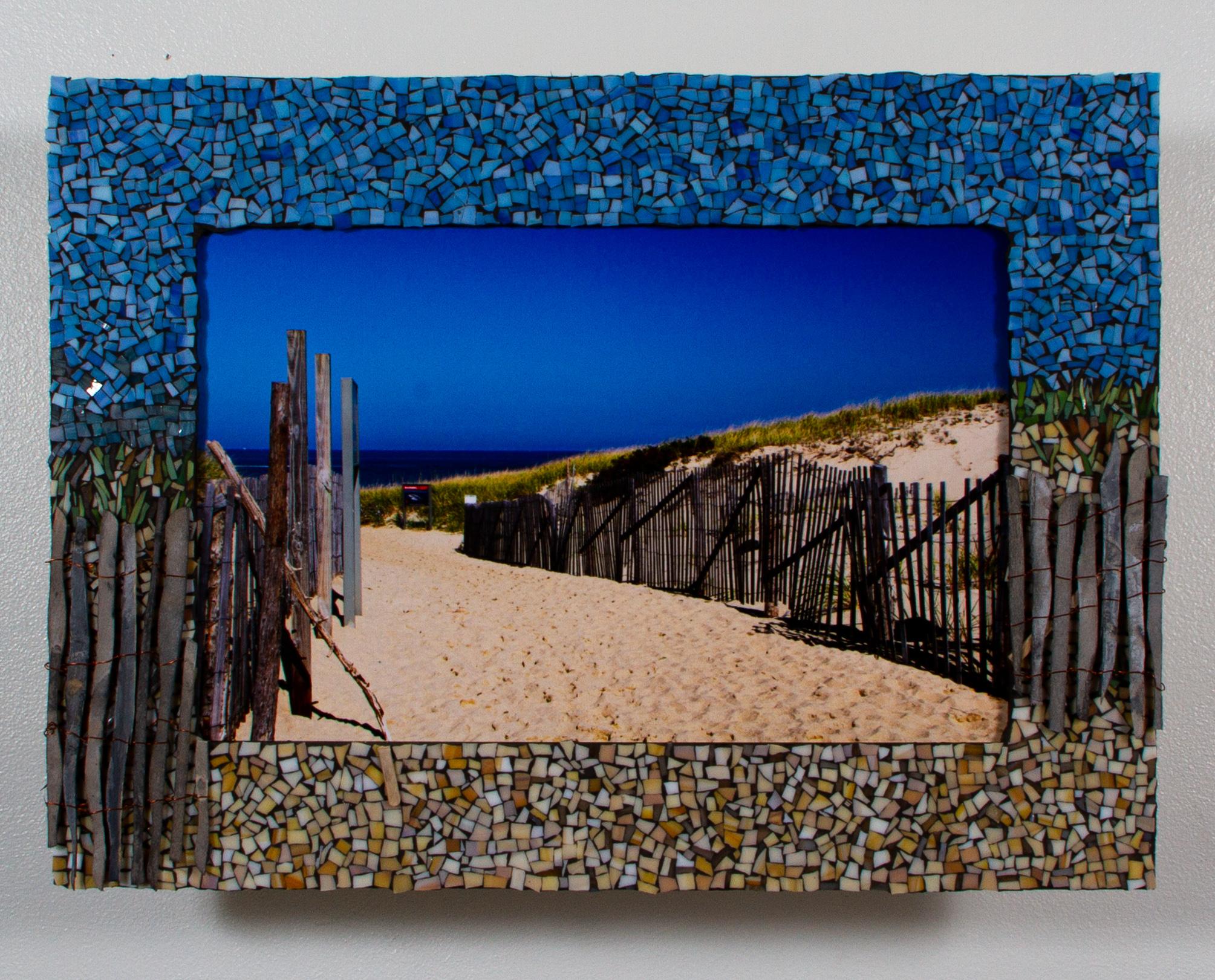 Gateway to Racepoint Beach(mosaic stained galss wooden frame around metal print)