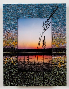 Hint of Gold (Stained glass mosaic, metal print, wood frame)
