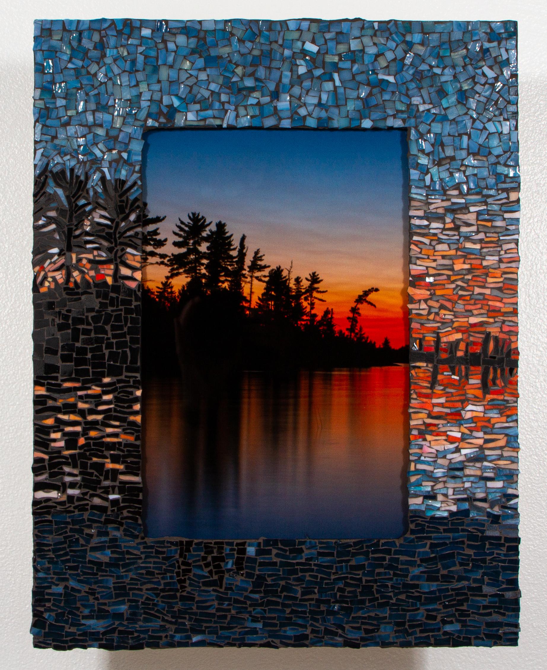 Orange WaterColor ( Stained glass, metal print, wood frame)