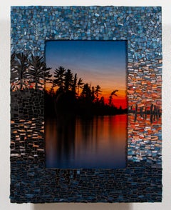 Orange WaterColor ( Stained glass, metal print, wood frame)