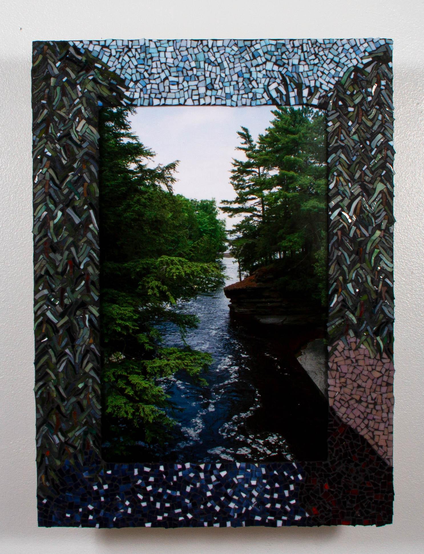 Presque Isle River (stained glass mosaic frame, metal print)