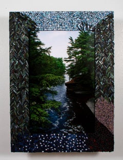 River Presque Isle (cadre en mosaïque de verre teinté, impression métallique)