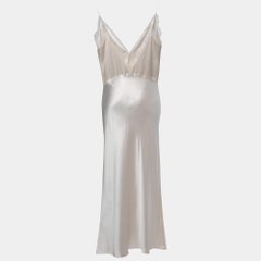 Natalie Rolt Off White Satin Silk Lace Trimmed Tallulah Maxi Dress S