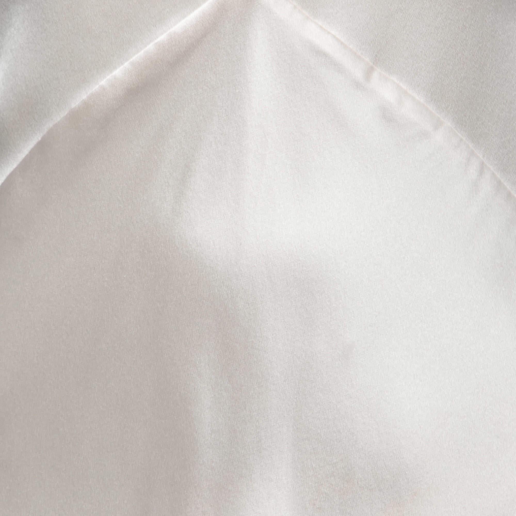 Natalie Rolt Off White Satin Silk Lace Trimmed Tallulah Maxi Dress S In Fair Condition For Sale In Dubai, Al Qouz 2