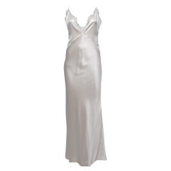 Natalie Rolt Off White Satin Silk Lace Trimmed Tallulah Maxi Dress S