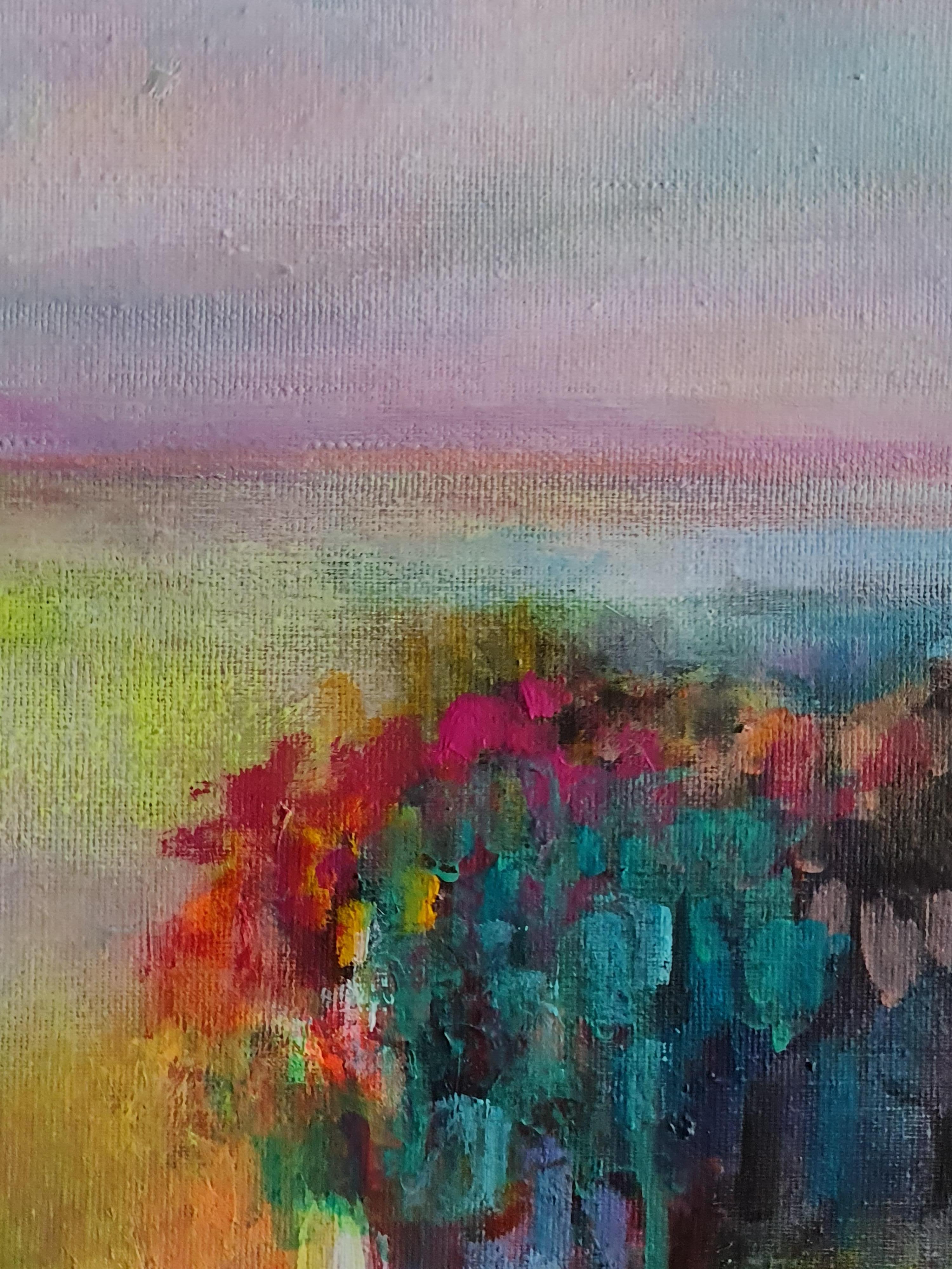 A colorful dream for those who can't sleep, counting sheep - Post-Impressionist Painting by Natalie Shiporina