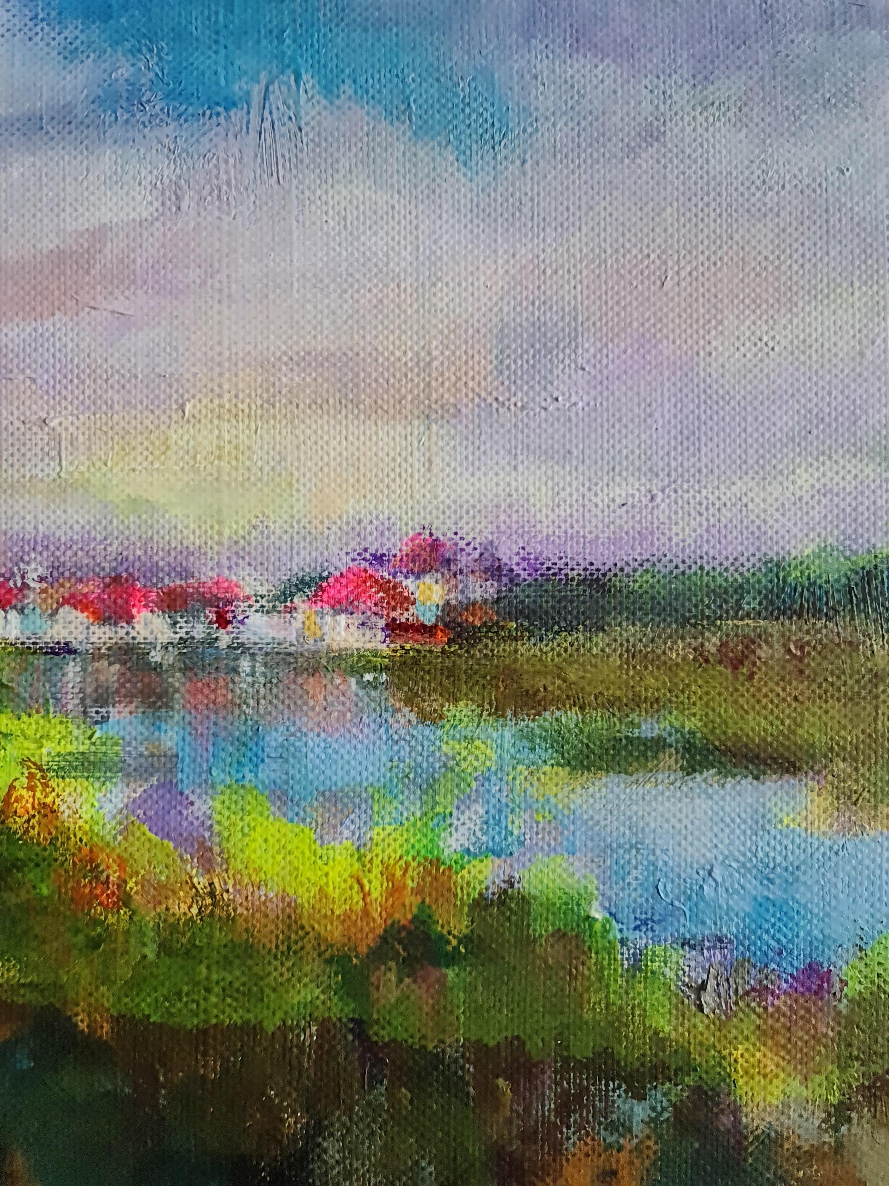 Sueño de colores  en nubes rosas - Painting Posimpresionista de Natalie Shiporina