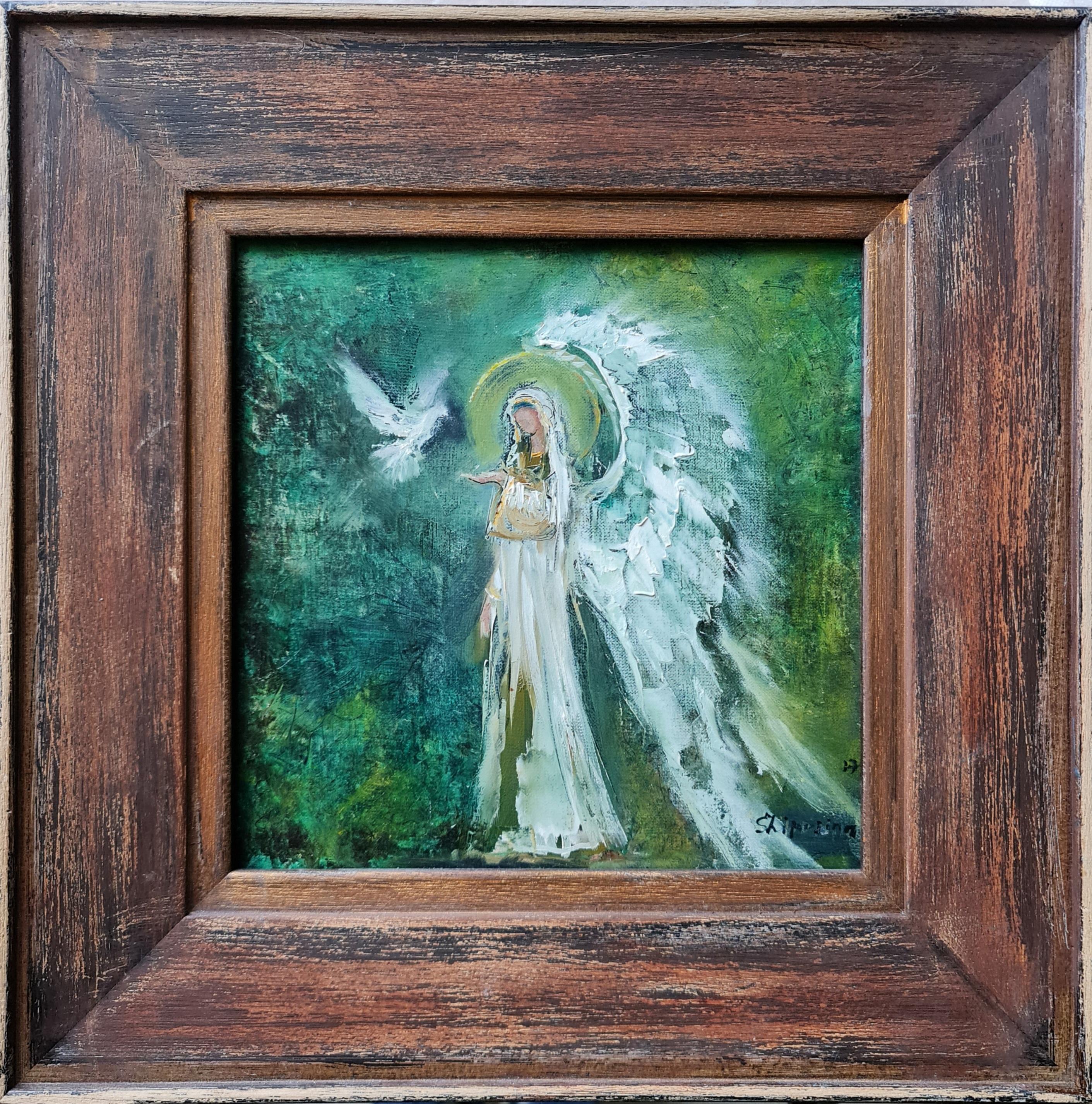 Natalie Shiporina Portrait Painting - oil painting in a wooden frame "Angel" Natalie  Shiporina