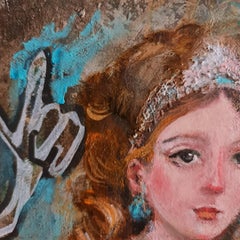 figurative painting with a naked beauty  Elephant and Princess Nesmiyana