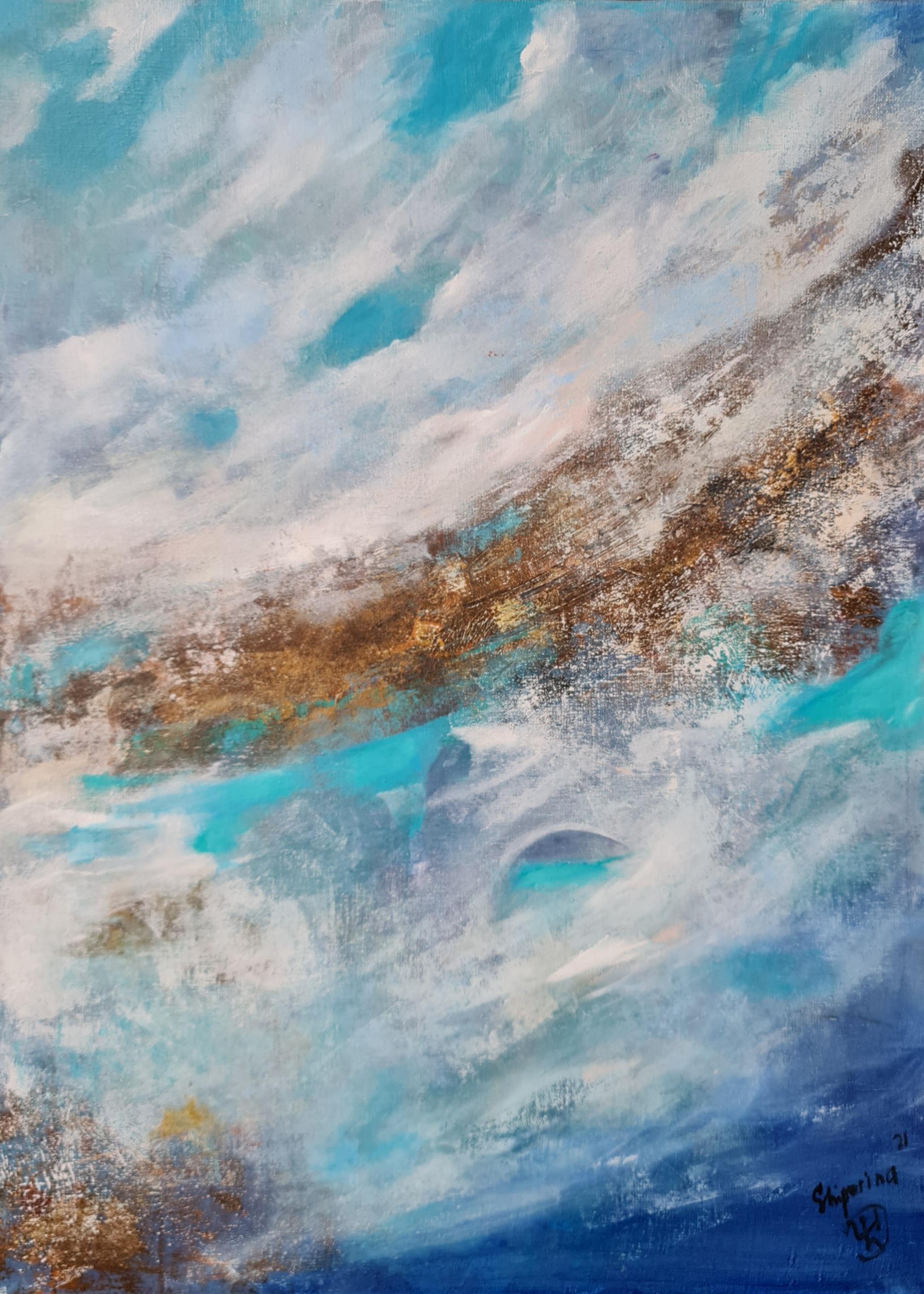 Landscape Painting Natalie Shiporina - Peinture abstraite moderne sur toile ciel/abstraction mer de Natalia Shiporin