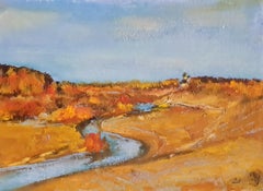 small oil landscape "Village 3"