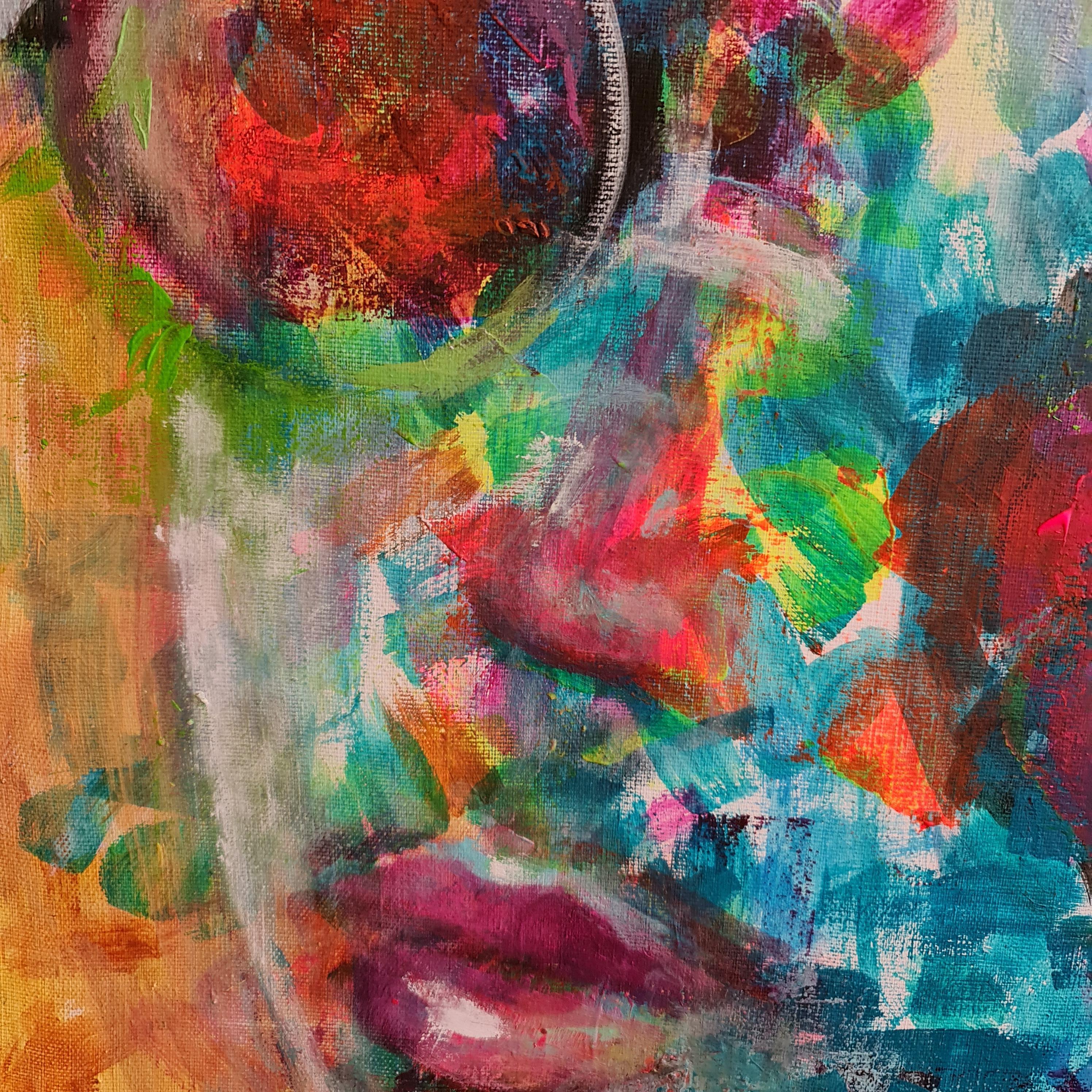 Die Geschichte einer Blume. Abstraktes Originalgemälde – Painting von Natalie Shiporina