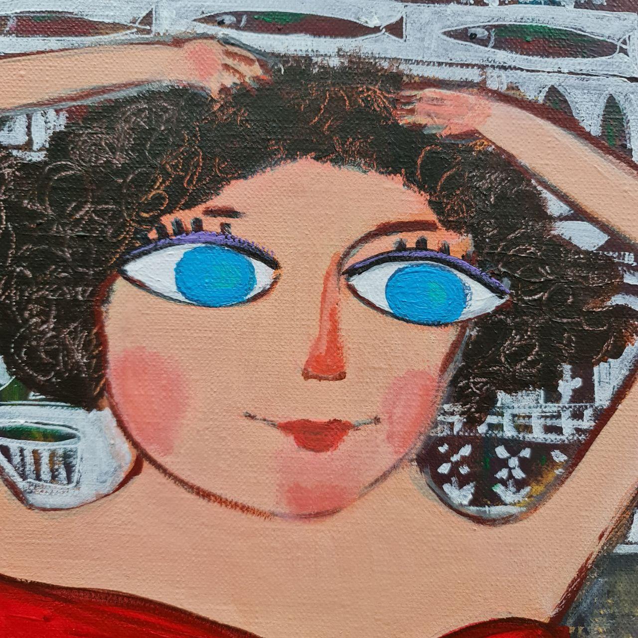 La estación de terciopelo, pintura cómica figurativa Mujeres y mar de Natalie Shiporina 1