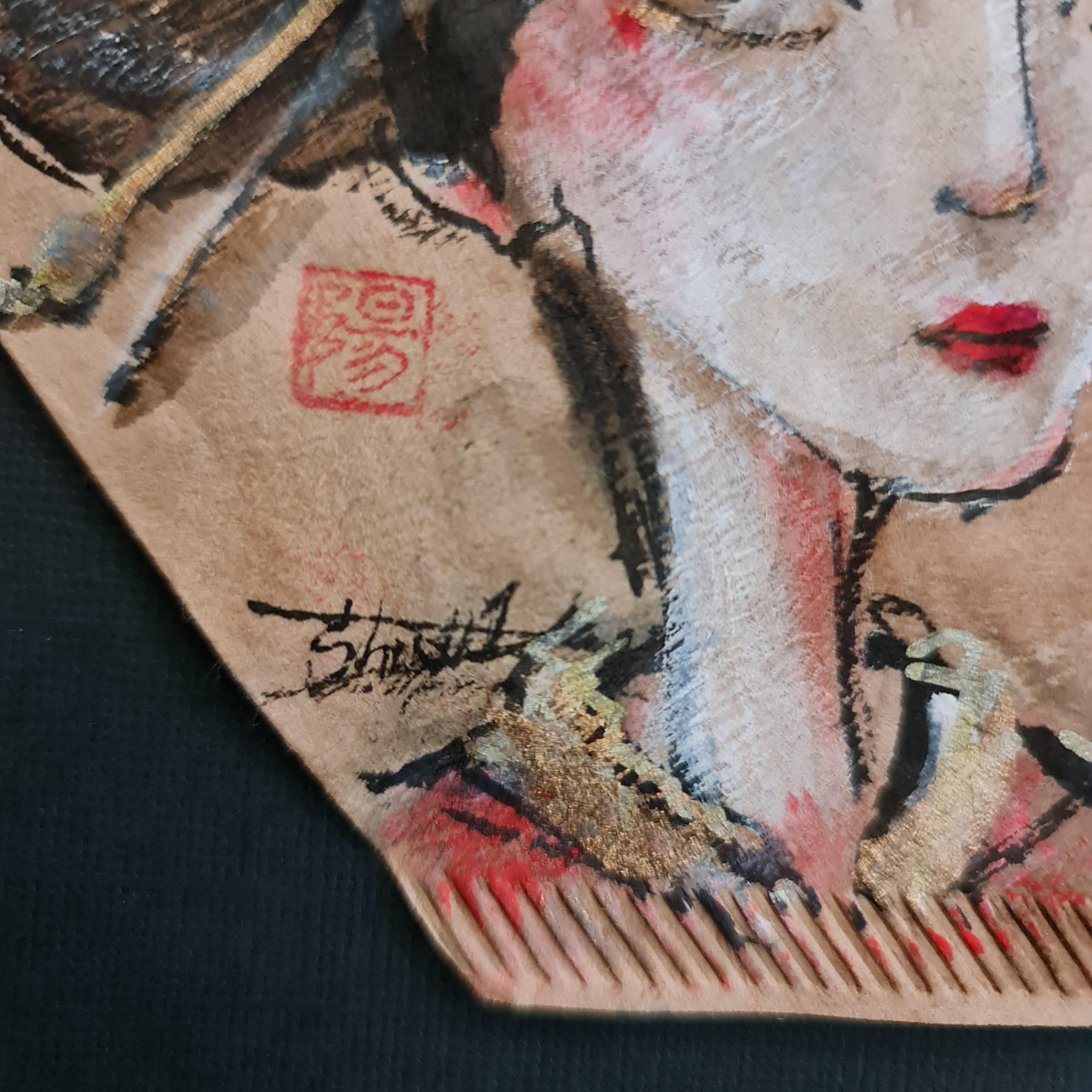 This is a beautiful portrait of a Japanese geisha For Sale 2