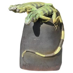 Vintage Natalie Surving, b.1938, Ceramic Iguana Temperance Jug Sculpture