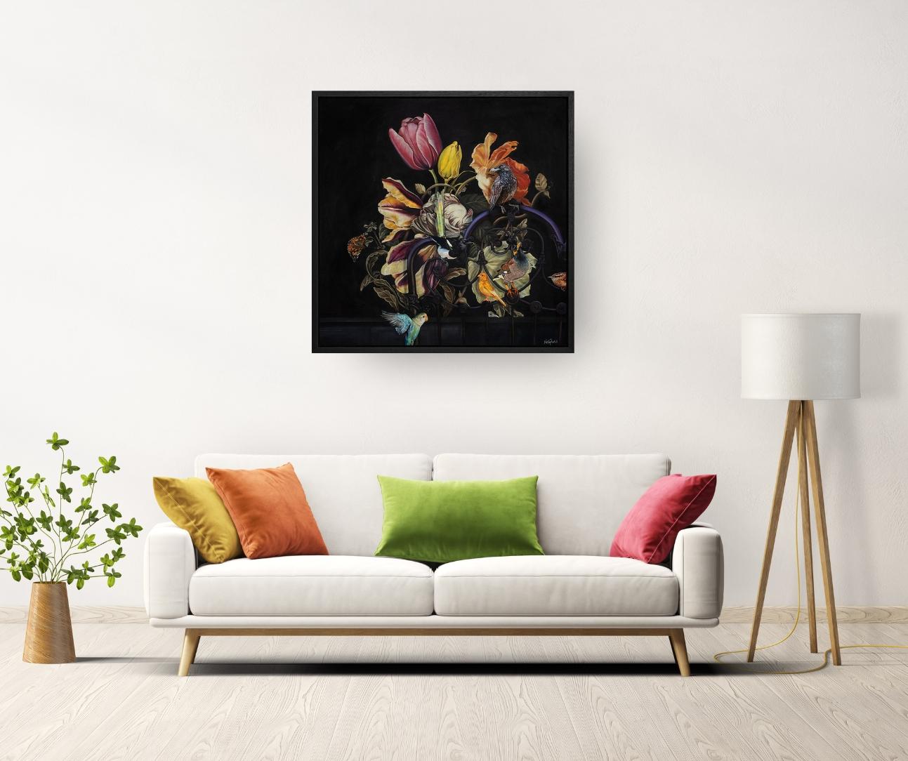 Birds of a Feather - original realism still life oil painting - contemporary art - Realist Art by Natalie Toplass