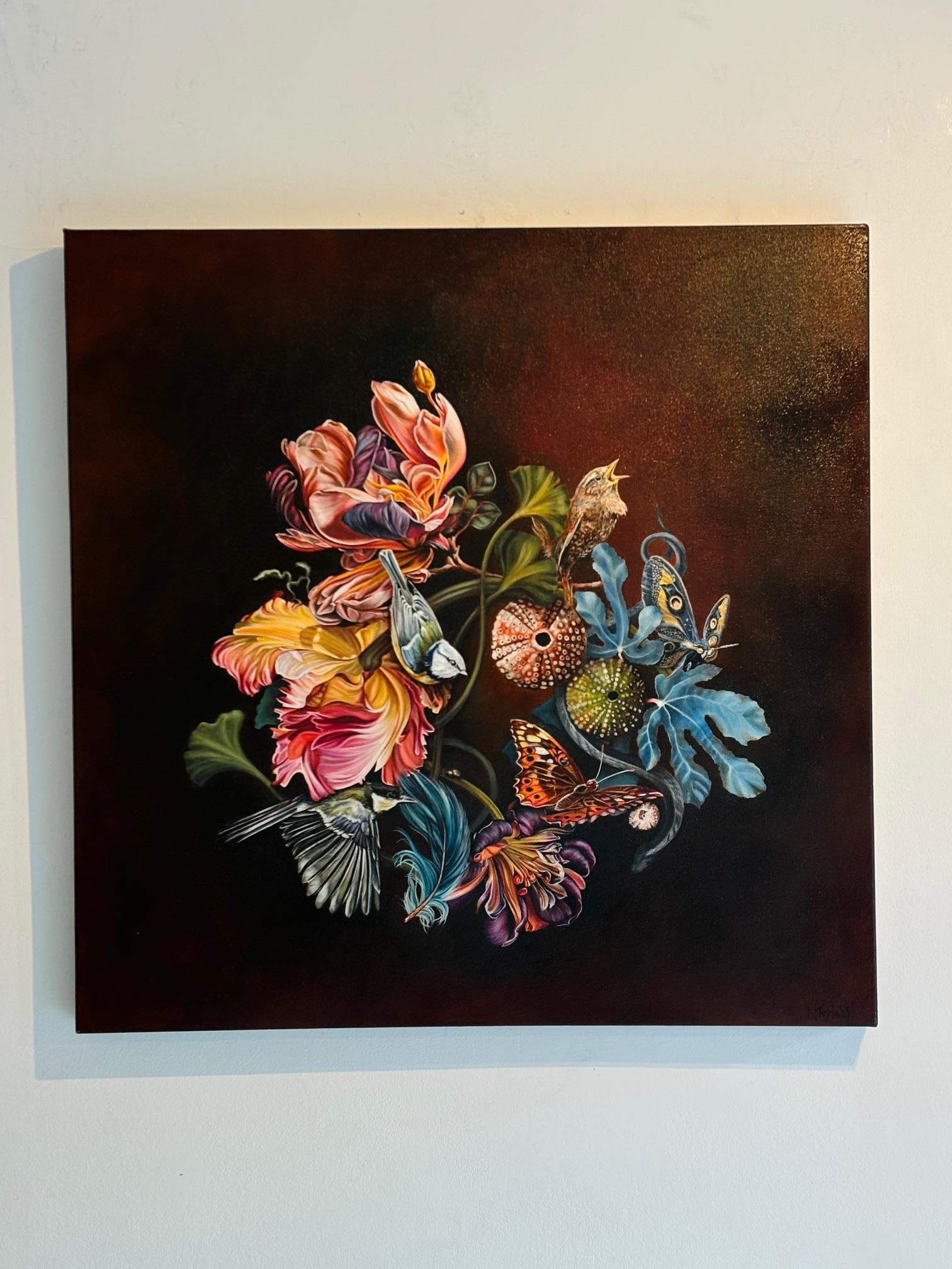 This exceptional artwork is currently on display and available for sale at Signet Contemporary Art Gallery and online.

Natalie Toplass’s Botanical Beauty is a mesmerizing composition that merges elements of nature into a striking and surreal