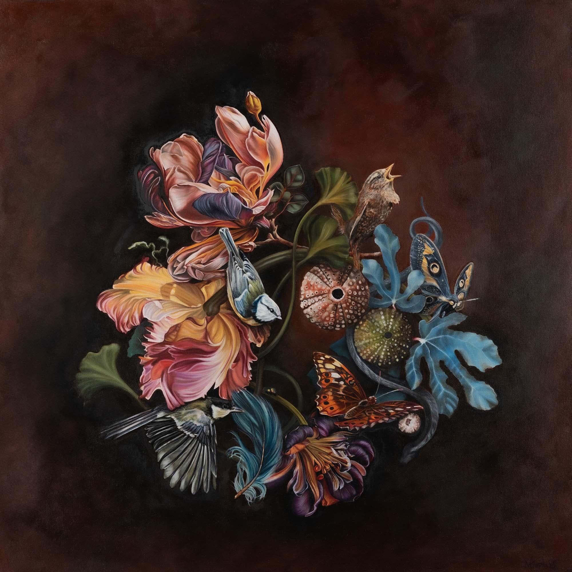 Beauté botanique - peinture à l'huile de nature morte originale et réaliste - art contemporain
