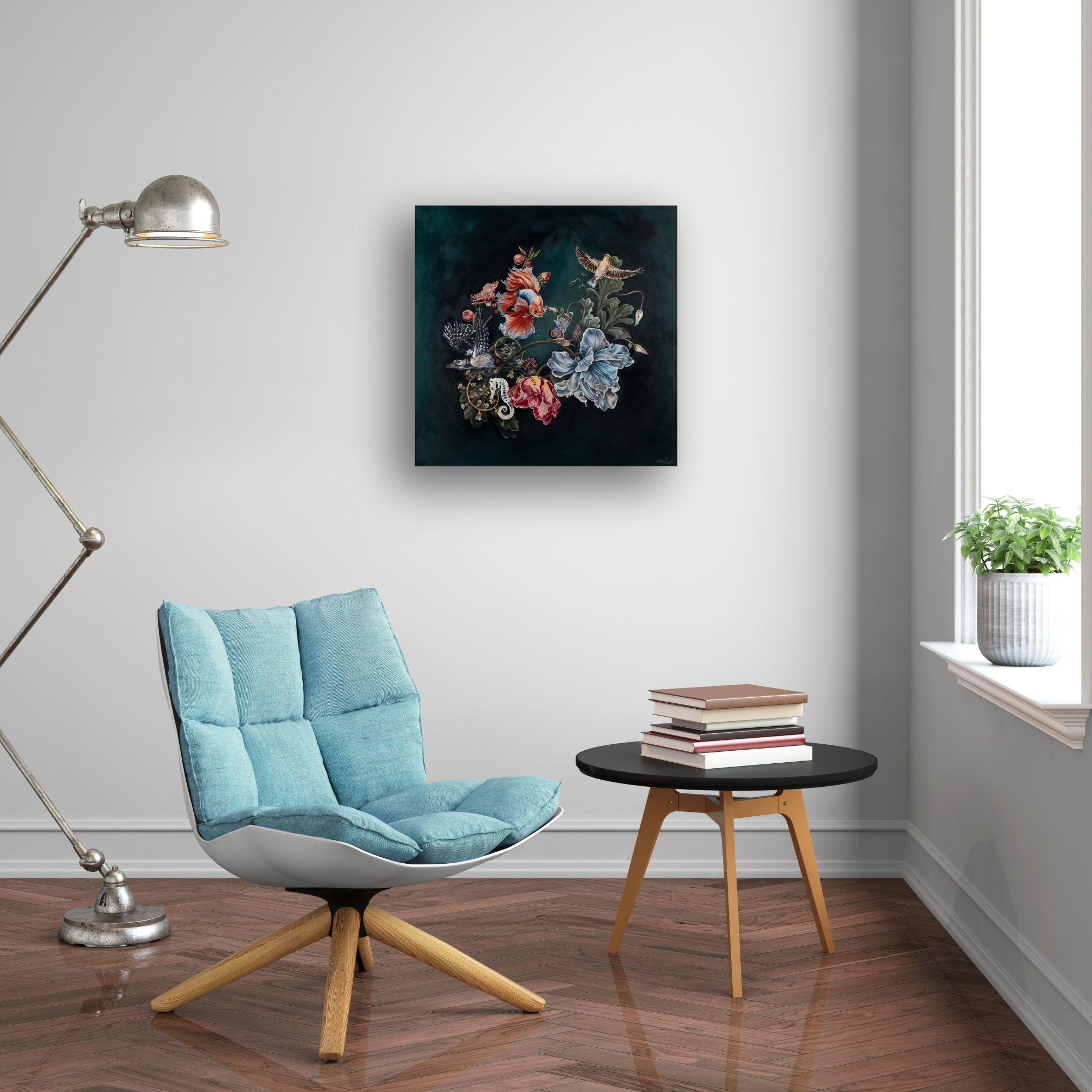 Dark Materials - original realism still life oil painting - contemporary art - Realist Art by Natalie Toplass
