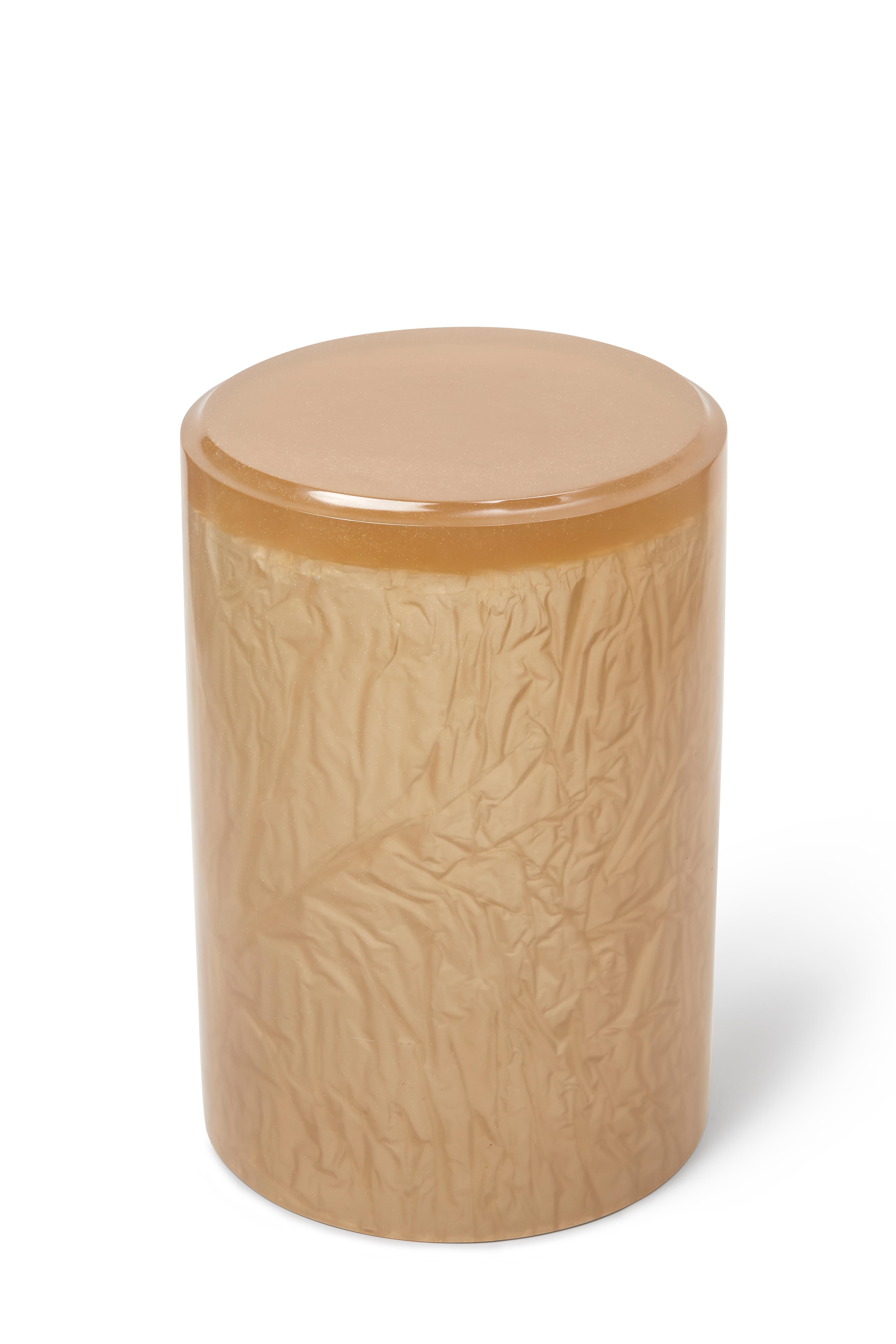 Cast Contemporary Resin Acrylic Side Table or Stool by Natalie Tredgett, gloss, Gold