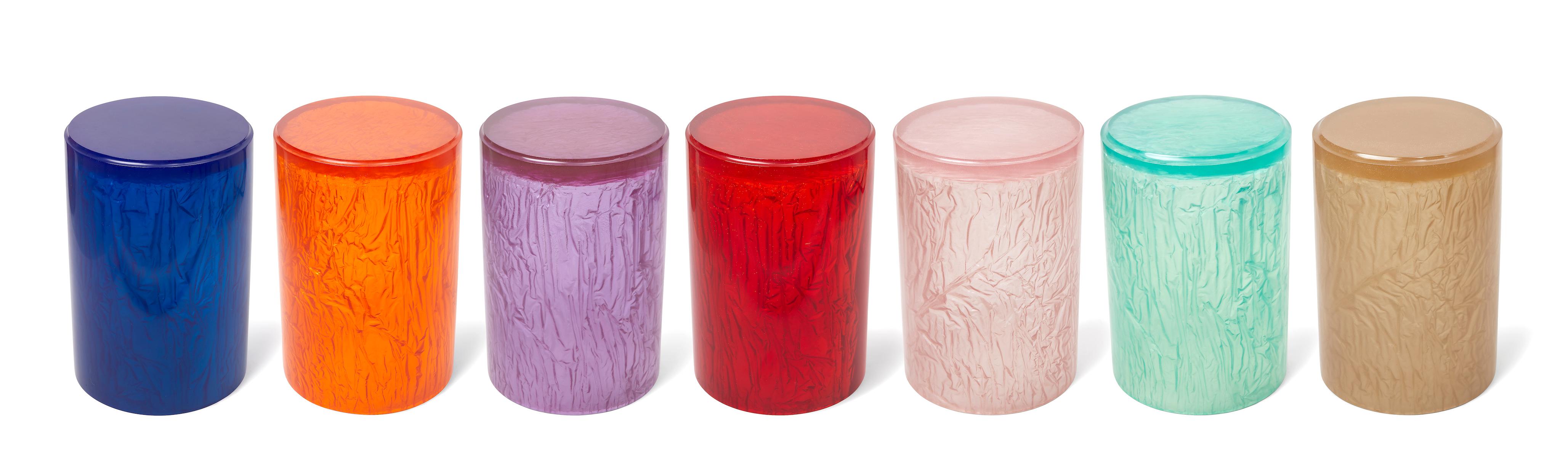 Contemporary Resin Acrylic Side Table or Stool by Natalie Tredgett, gloss Purple In New Condition In London, GB