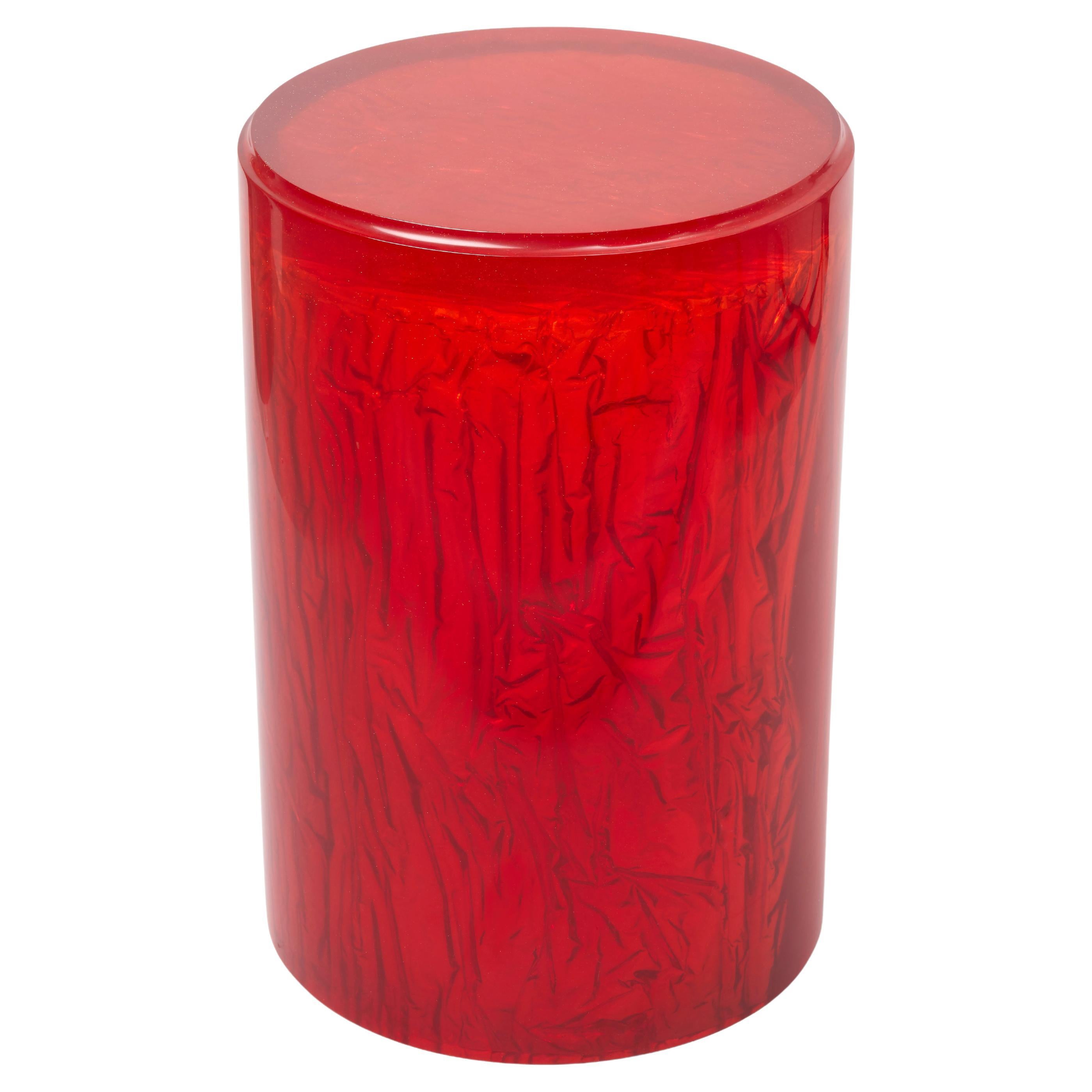 Contemporary Resin Acrylic Side Table or Stool by Natalie Tredgett, gloss, Red