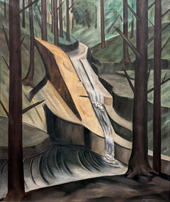 "Waterfall, Connecticut" Natalie Van Vleck, Modernist Woods Cubist Landscape
