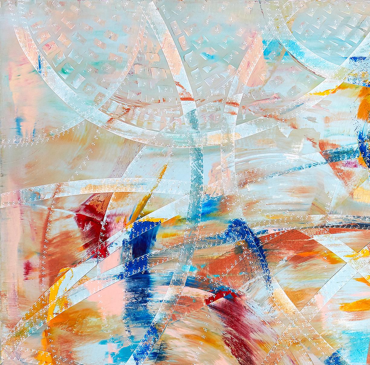 Delfini rosa - Abstract Painting Oro di Natalie Vassil