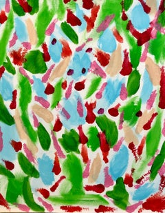 Blooming spring 1 , yellow, white, gray, orange, green red abstraction