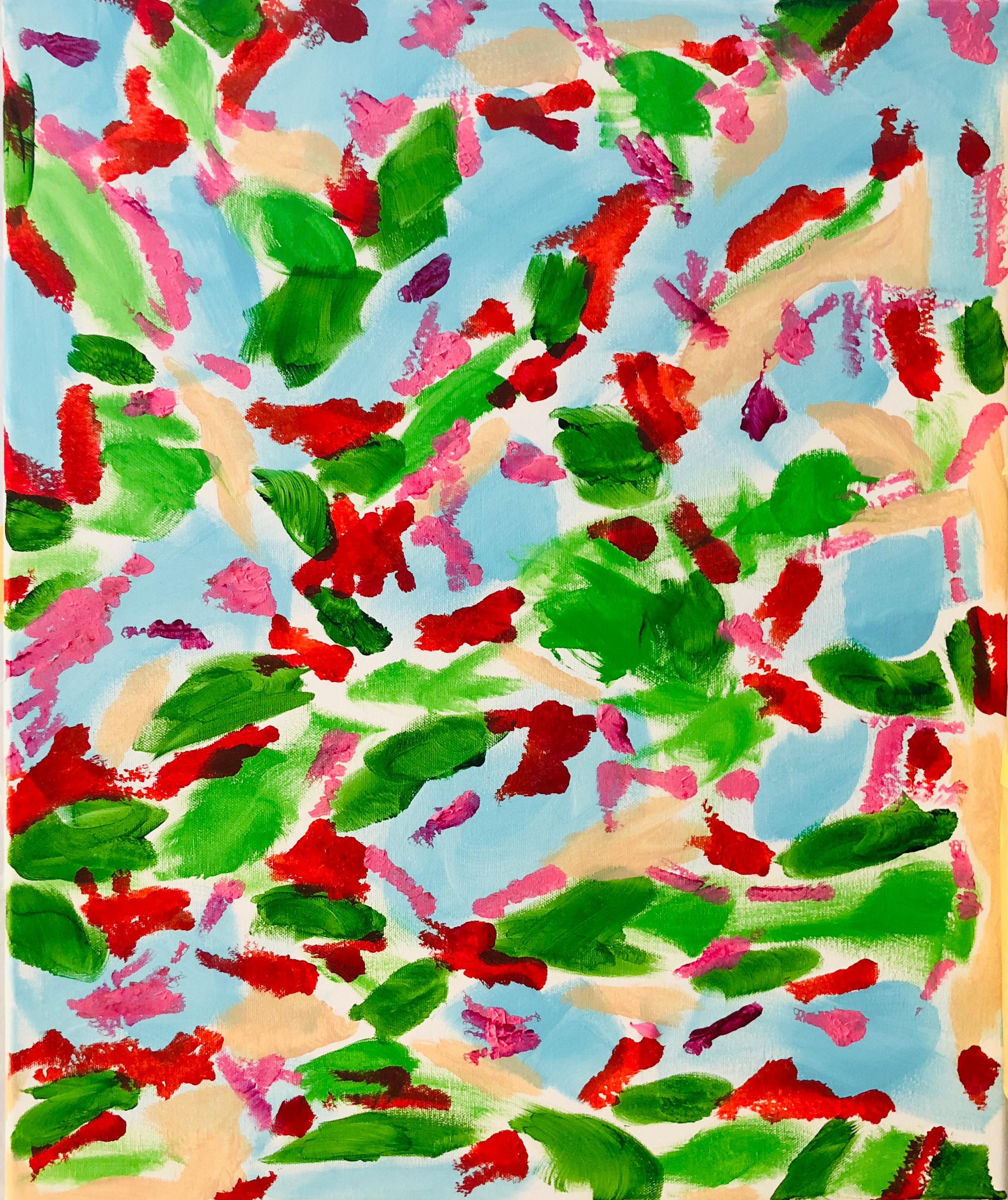 Whiting primavera 2 , giallo, bianco, grigio, arancione, verde rosso astrazione - Painting di Nataliia Krykun
