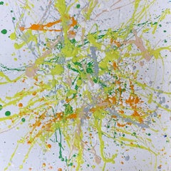 Feeling of energy - yellow, green, white, colourful large abstraction, drops