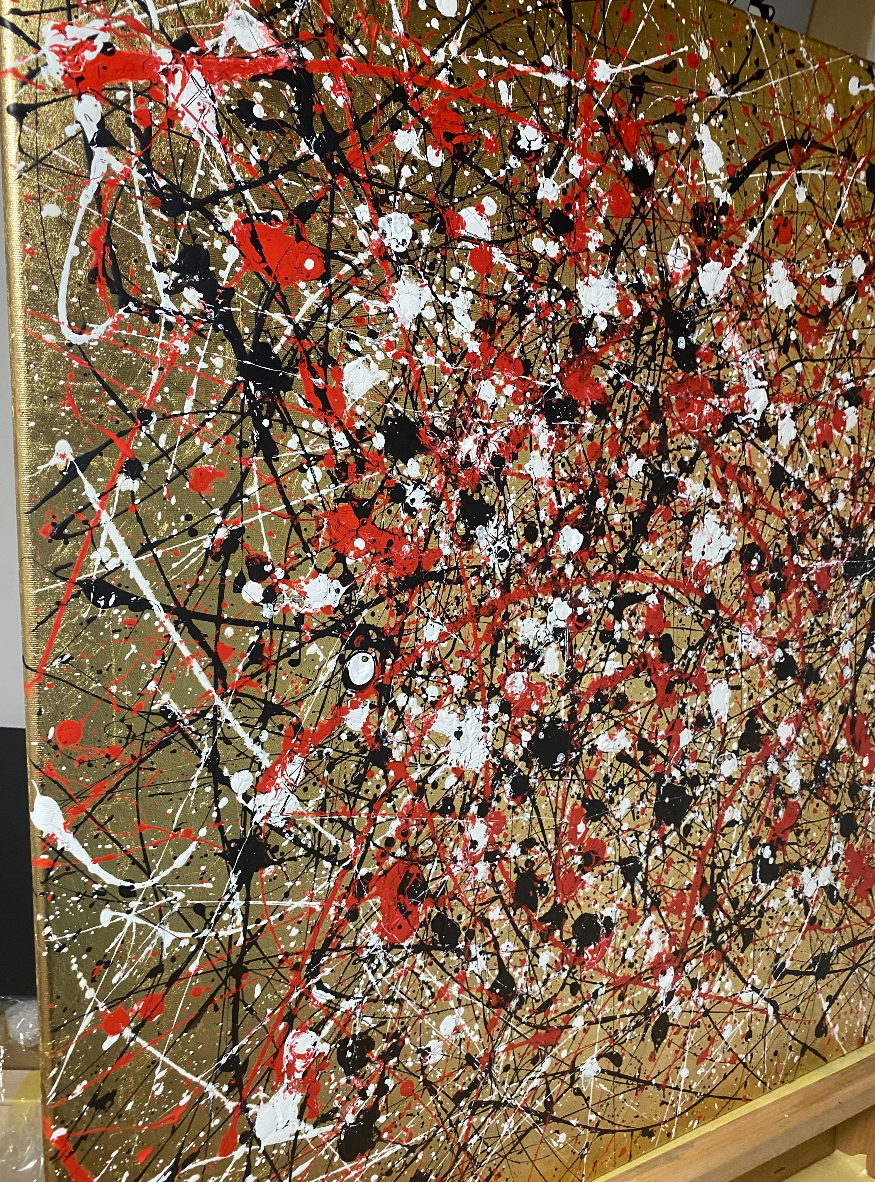 Gold sunset - black, red and white expressions abstraction For Sale 5