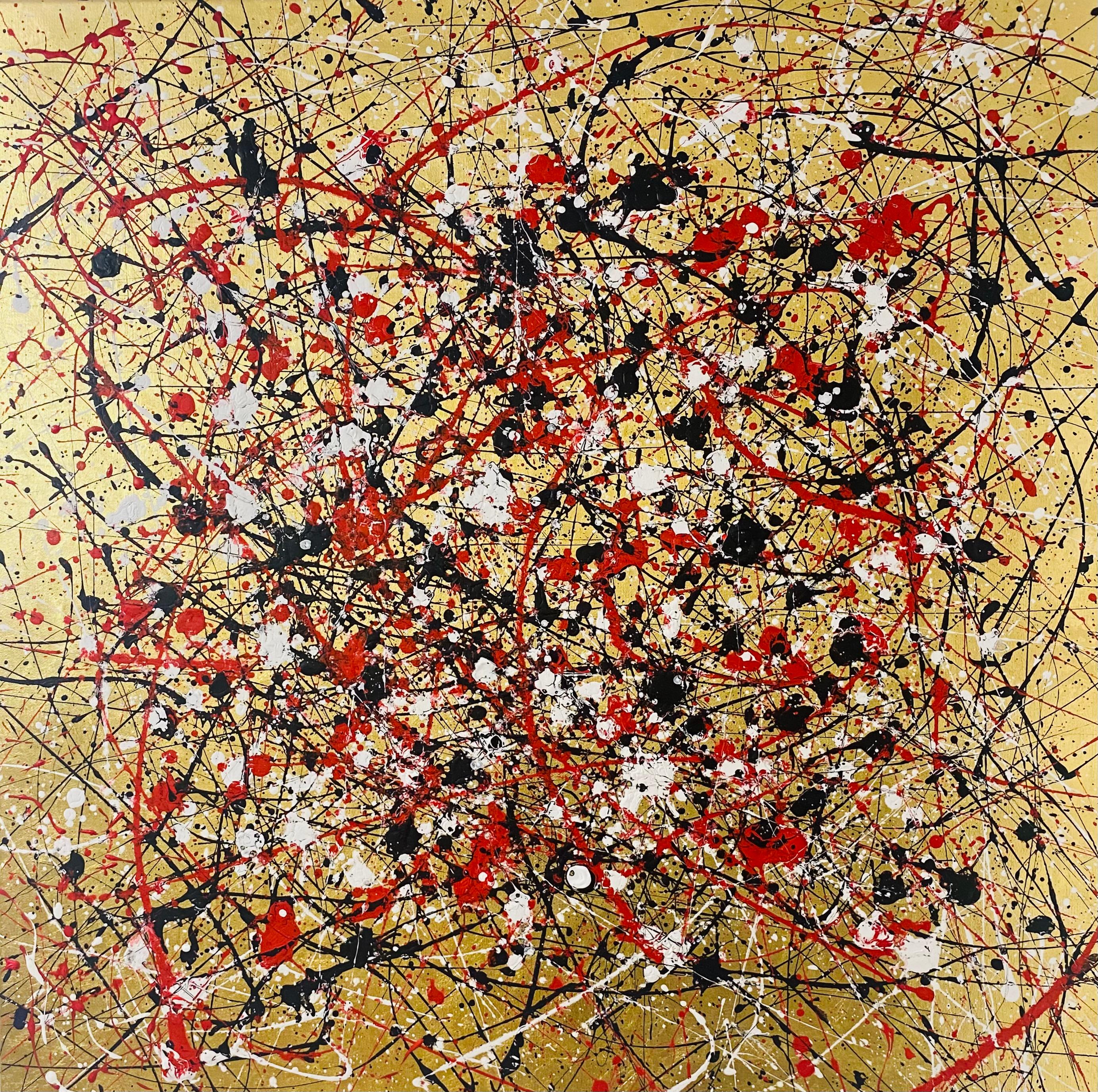 Gold sunset - black, red and white expressions abstraction For Sale 6