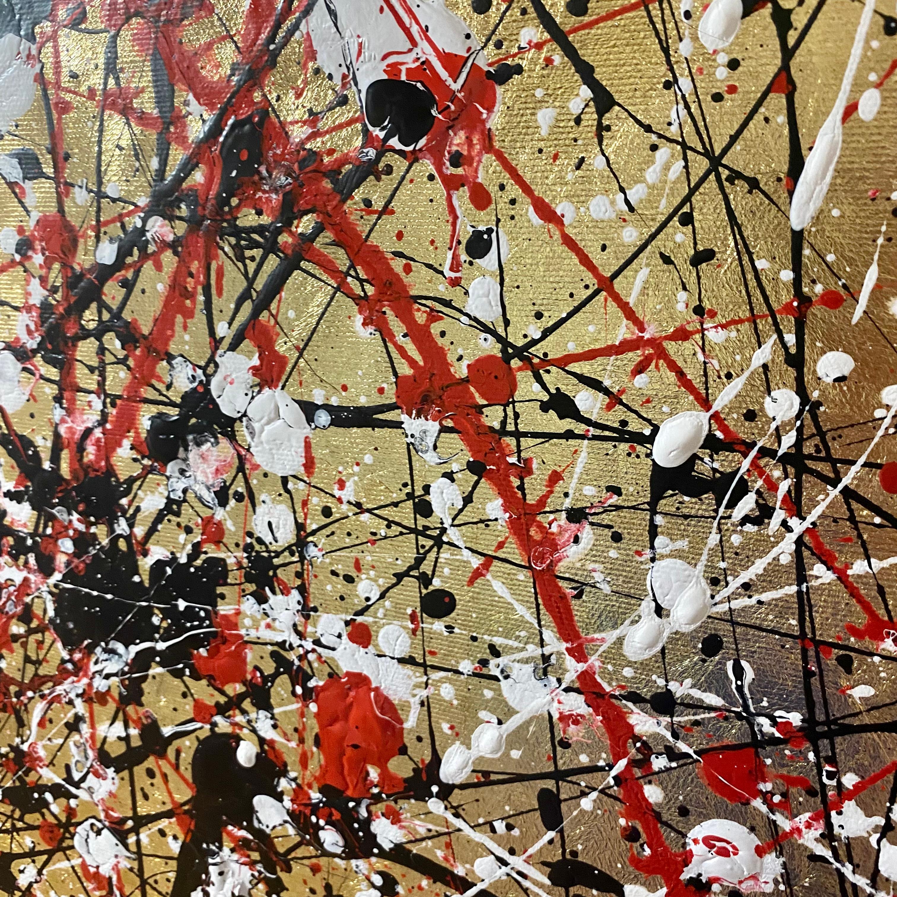 Gold sunset - black, red and white expressions abstraction For Sale 2