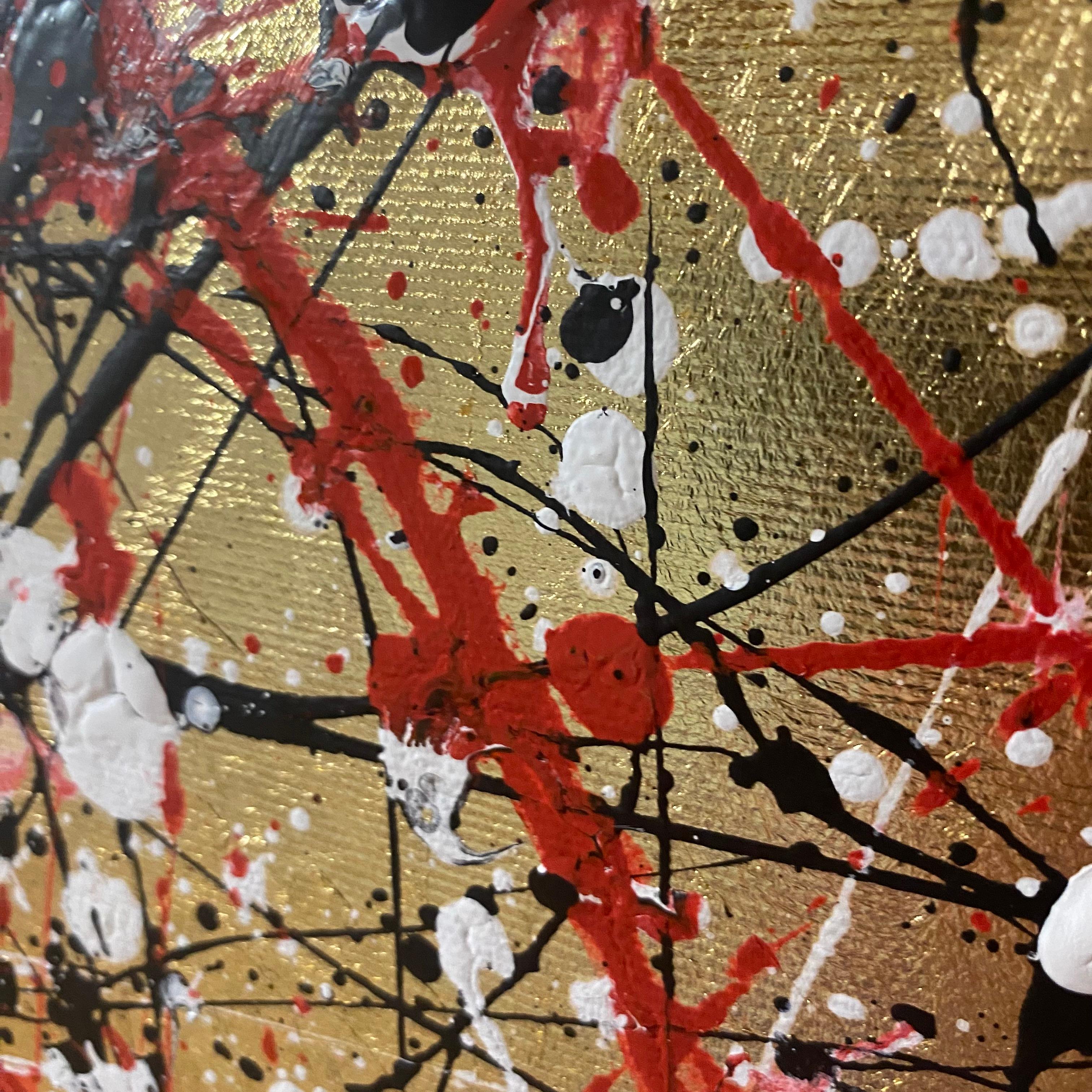 Gold sunset - black, red and white expressions abstraction For Sale 3