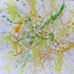 Power of colors - yellow, green, white, colourful abstraction, drops, expression