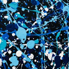 Series "Infinite Flight" blue, navy, white, black large abstraction, drops