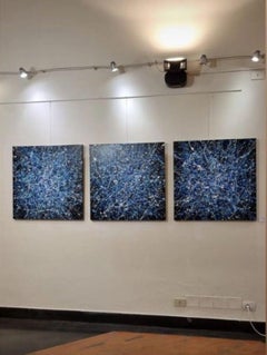 Blue Galaxy Abstract Painting, Acrylic on Canvas, 80x80 cm, 2023